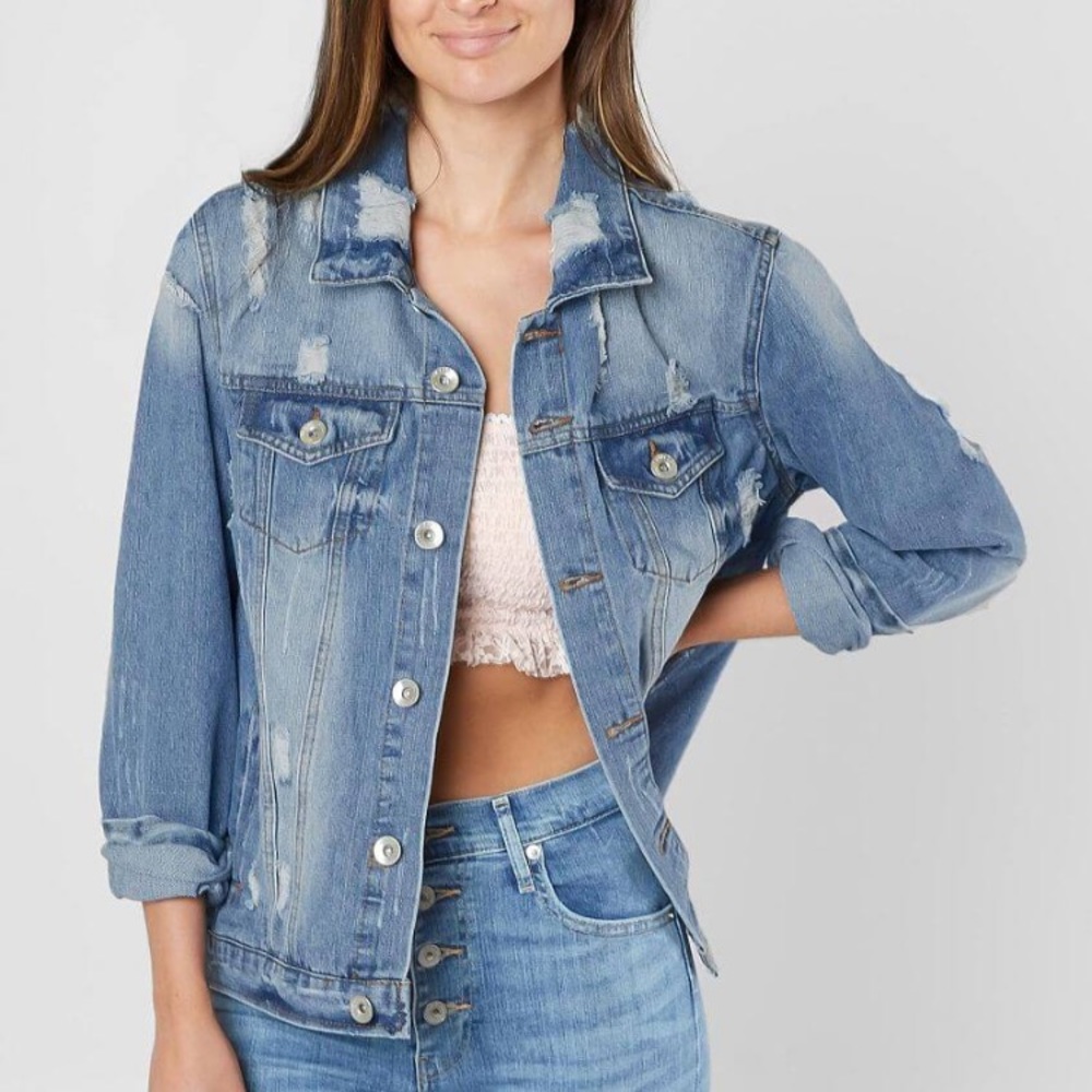 Ci Sono Light Blue Distressed Denim Jacket